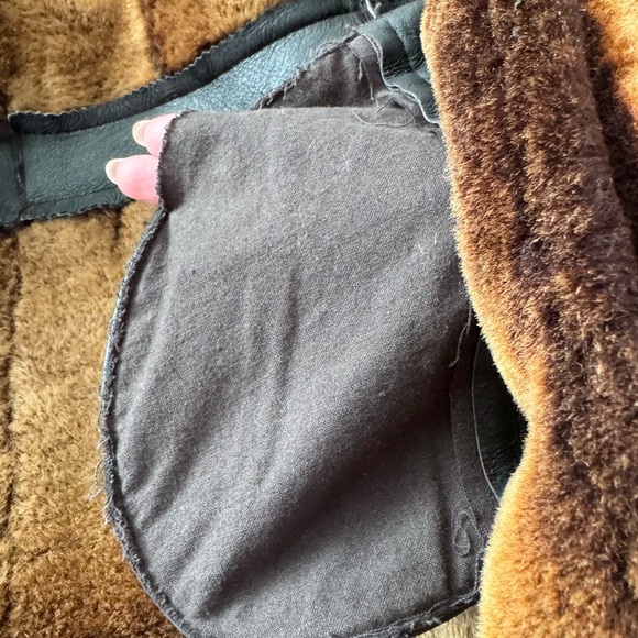 Women's Brown 💯% genuine shearling Fur Trim Coat - Picture 6 of 13